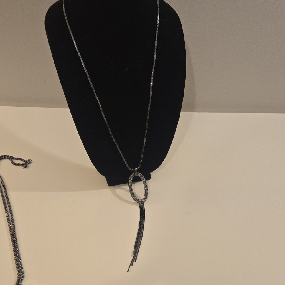 Elegant Silver Necklace with Tassel